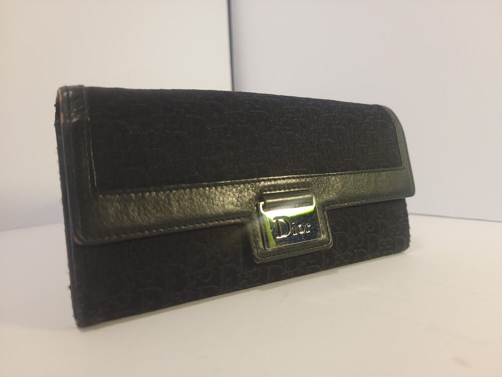 Vintage Christian Dior Black Diorissimo Cavas Long Wallet